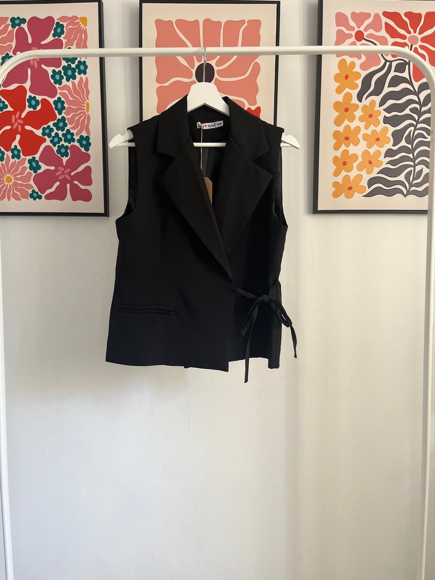 Zwarte Mouwloze Blazer