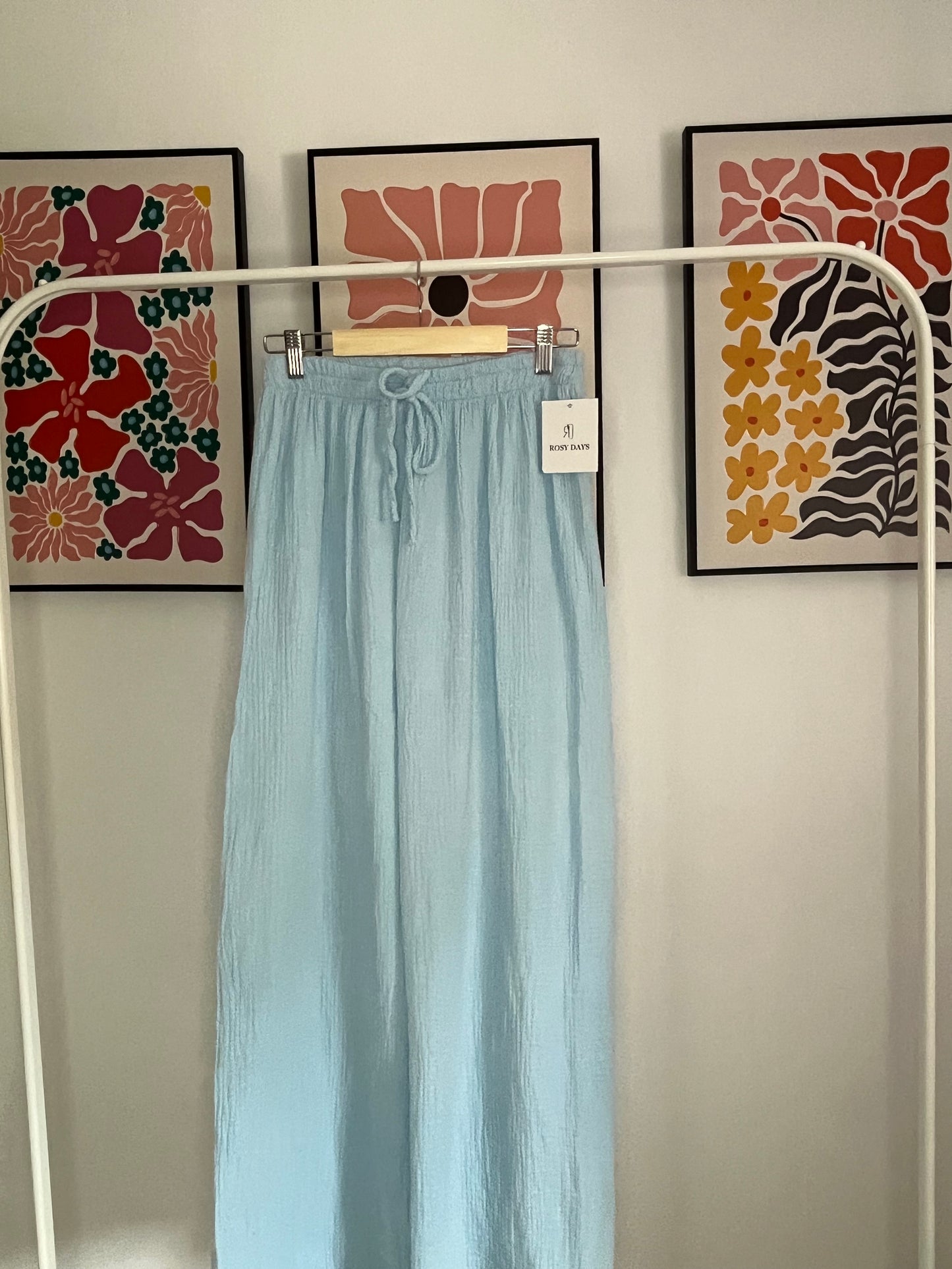 Broek mousseline blauw