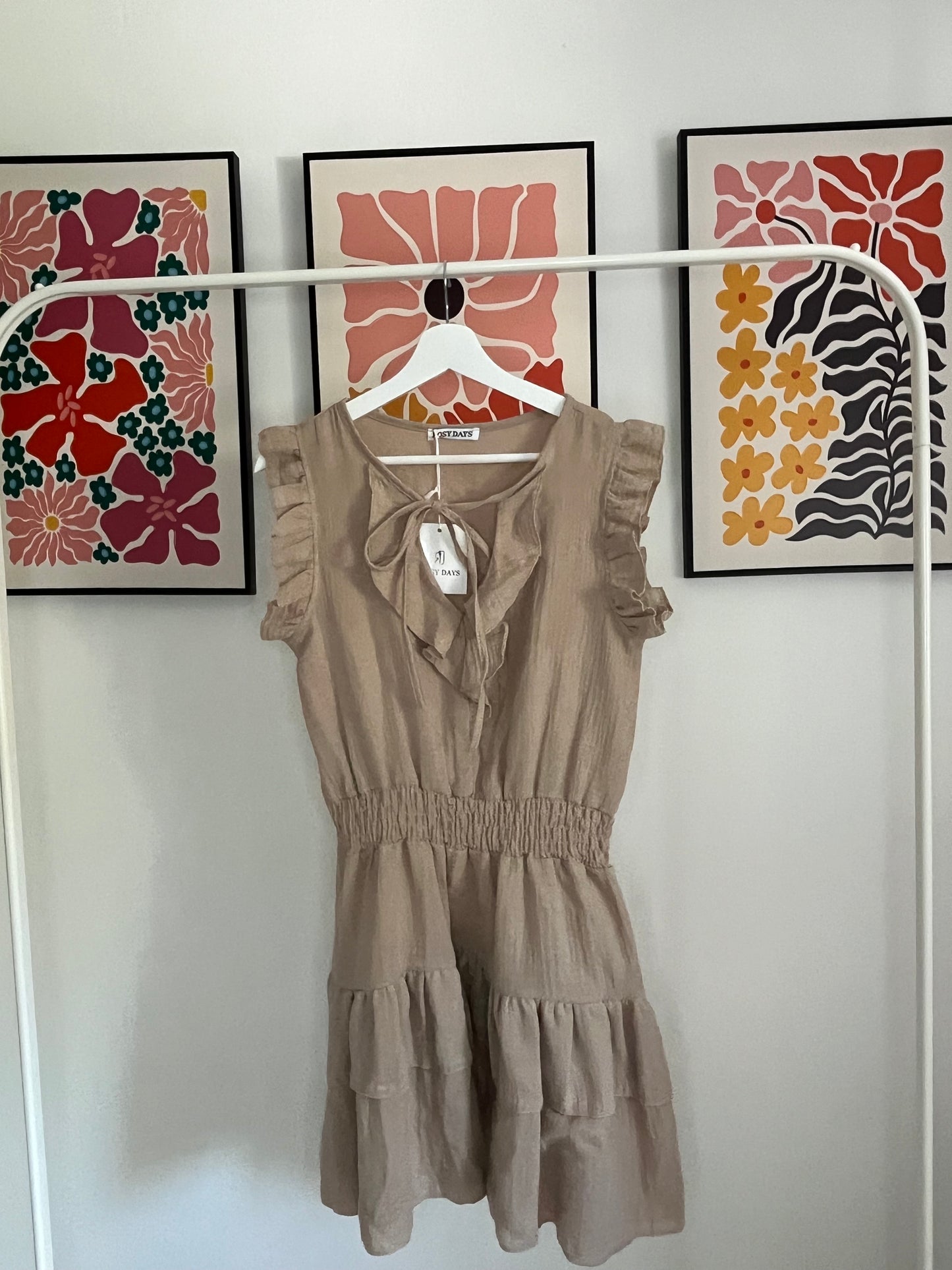 Mousseline jurkje taupe