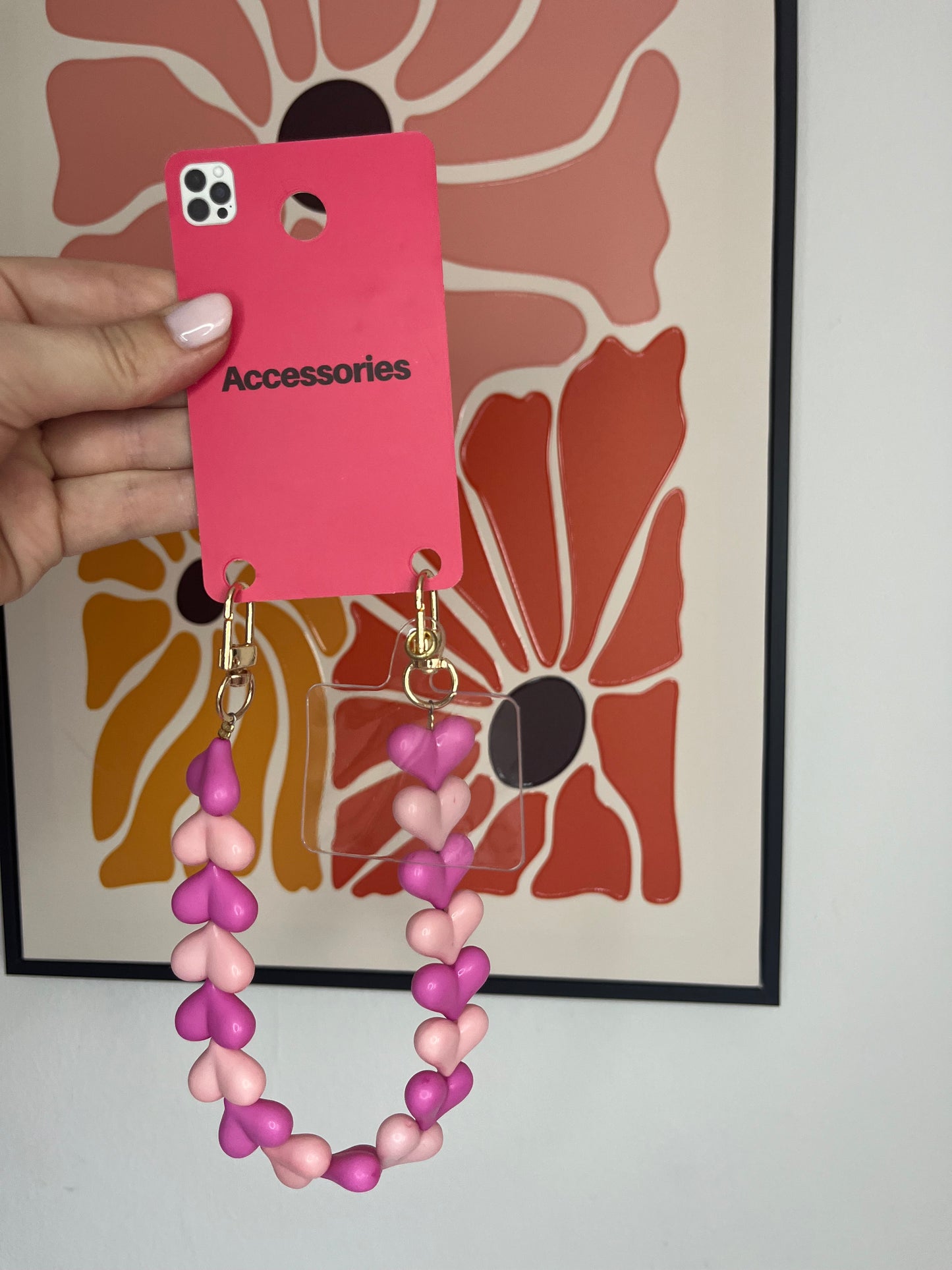 Hartjes telefoonkoortje roze mix