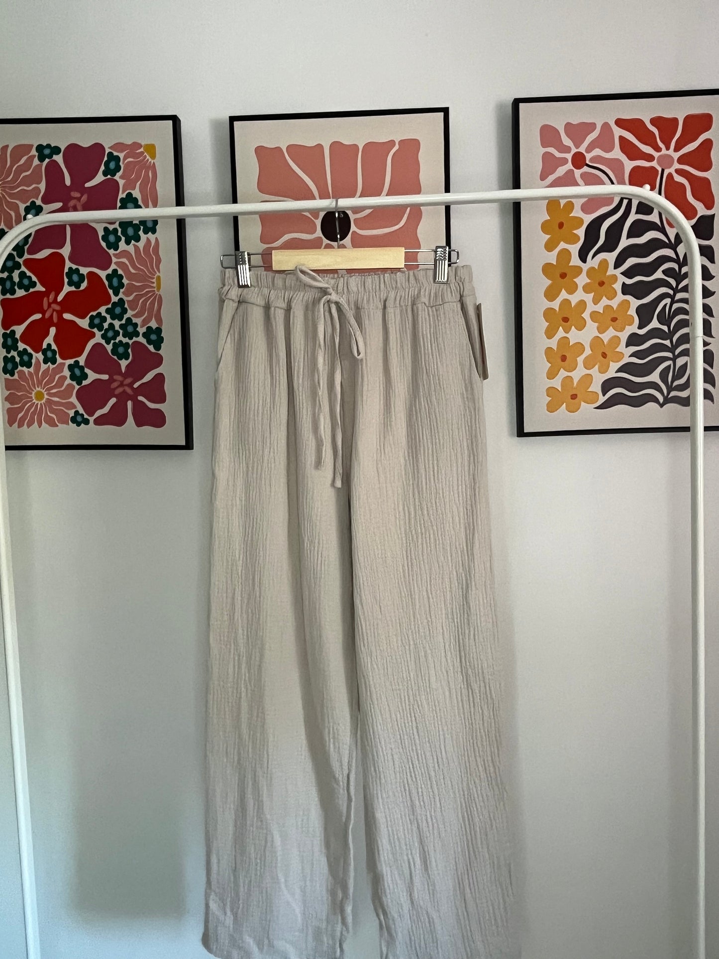 Broek mousseline beige