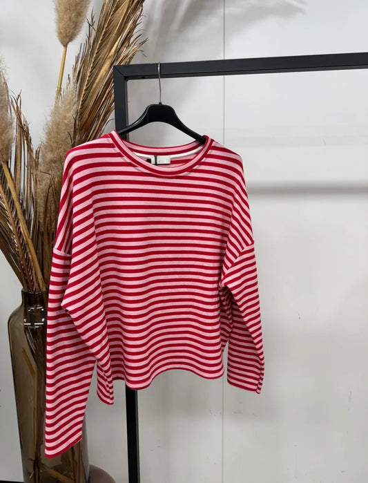 Stripe longsleeve rood/roze